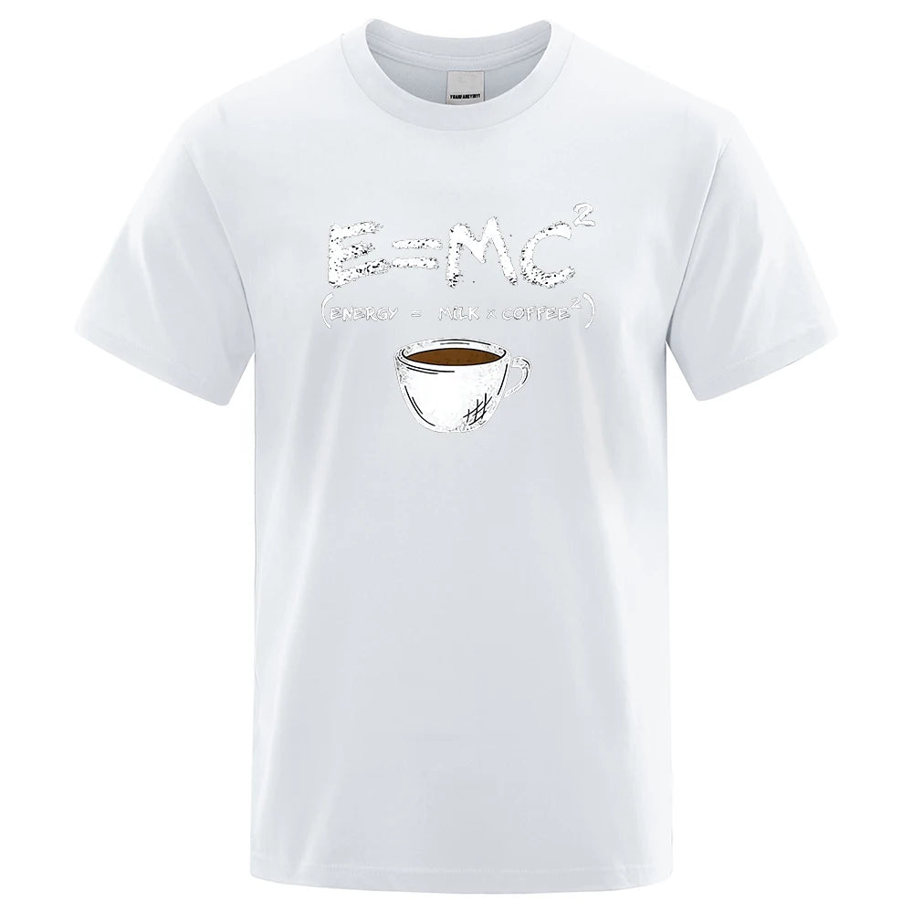 Energy=Milk+Coffee Printing Cotton Tshirt