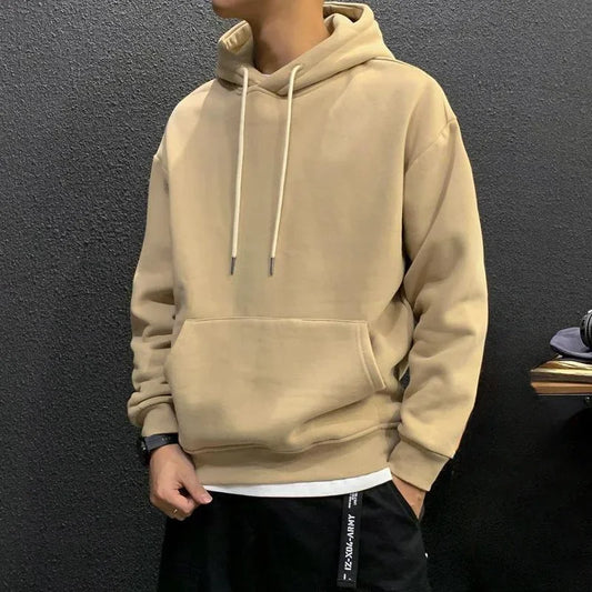 Fleeced Solid Simple Color Hoodies