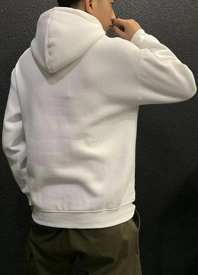 Fleeced Solid Simple Color Hoodies