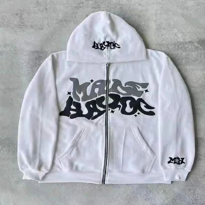 Zip Up Hooded Sweatshirt Oversized