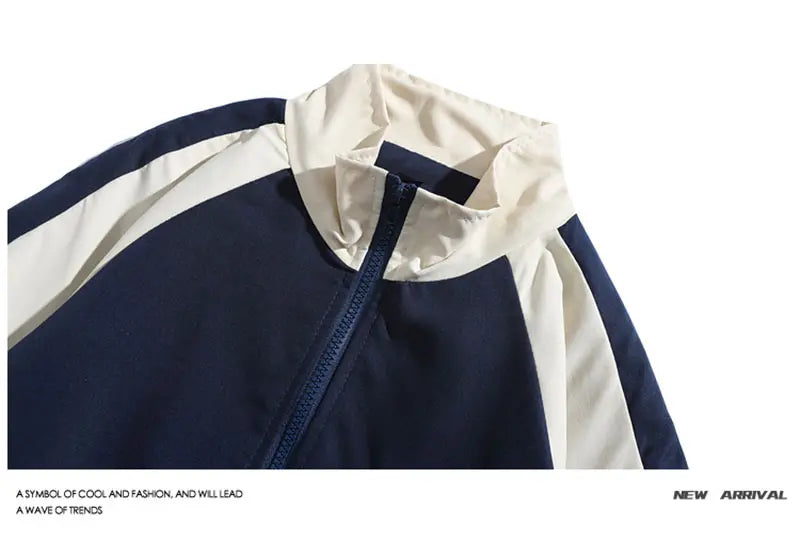 Reflective Striped Thin Jacket, Hip Hop Streetwear Coat Zipper