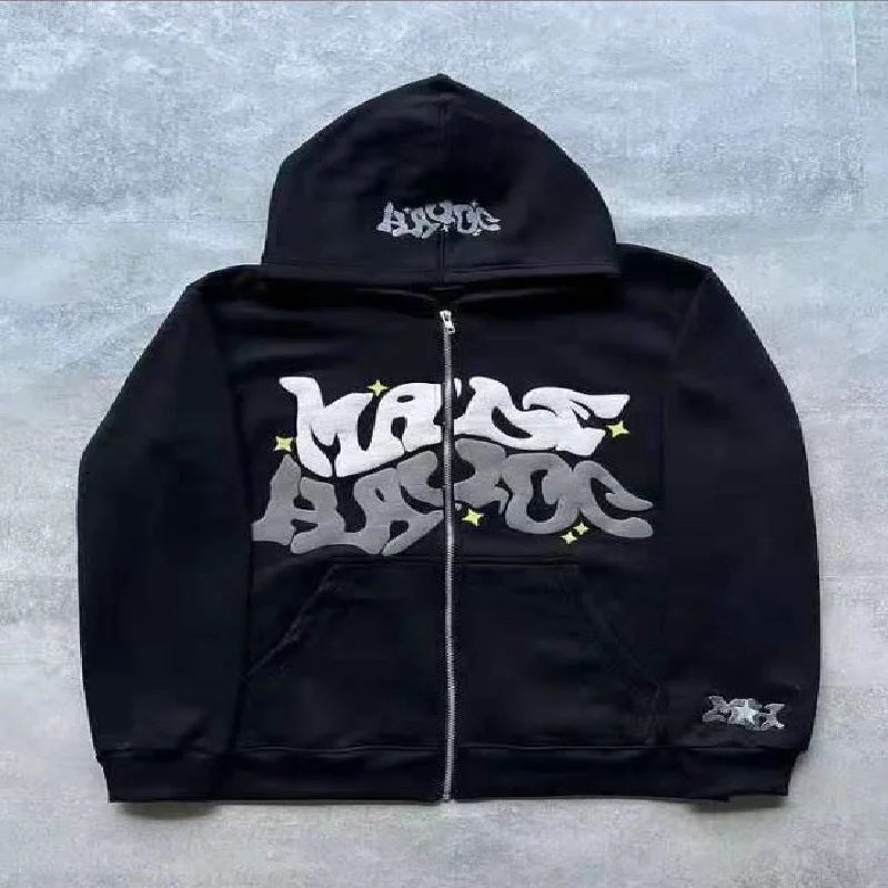 Zip Up Hooded Sweatshirt Oversized