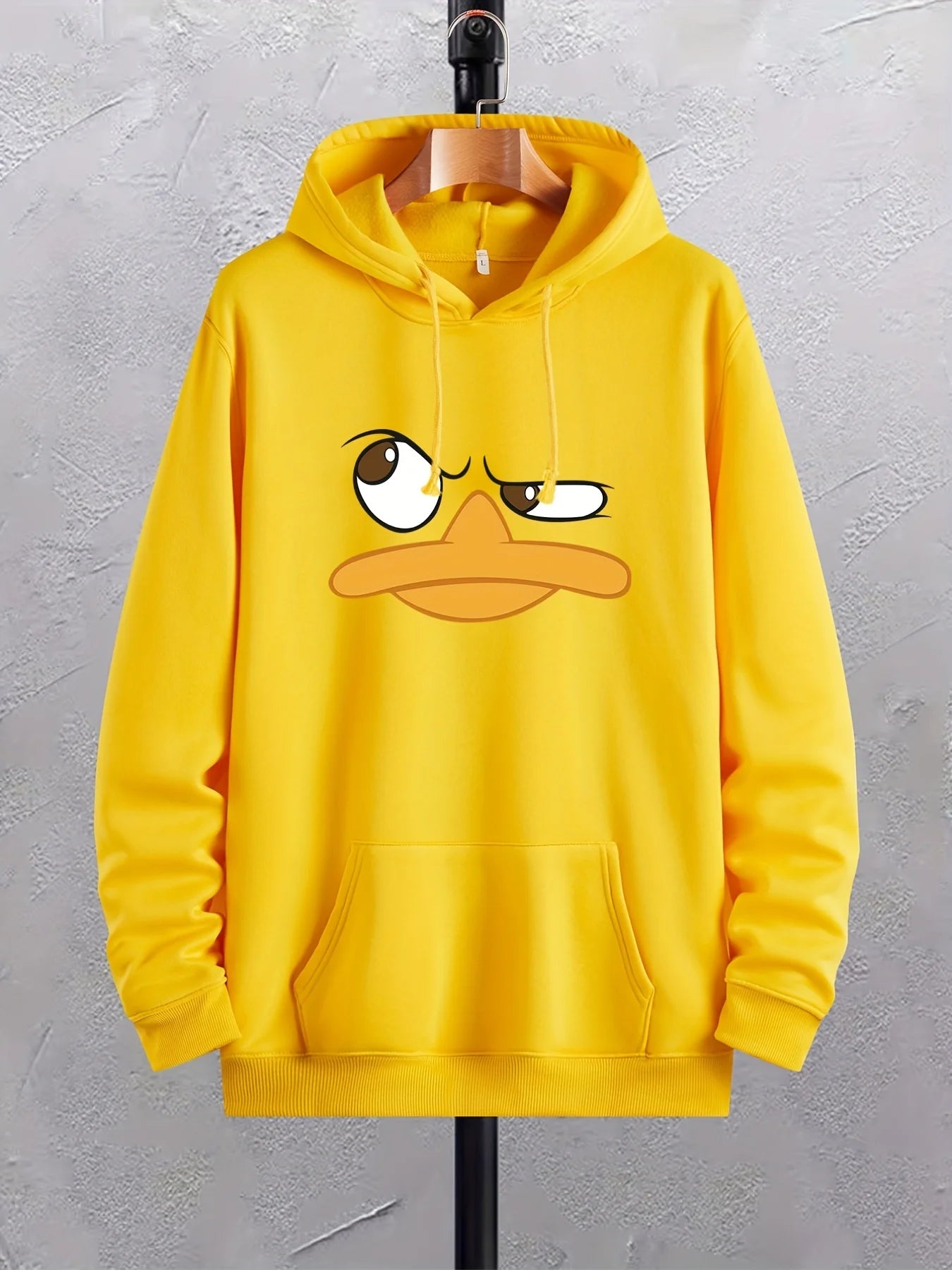 Cartoon Duck Print Hoodies For Men, Comfy Loose Trendy Pullover