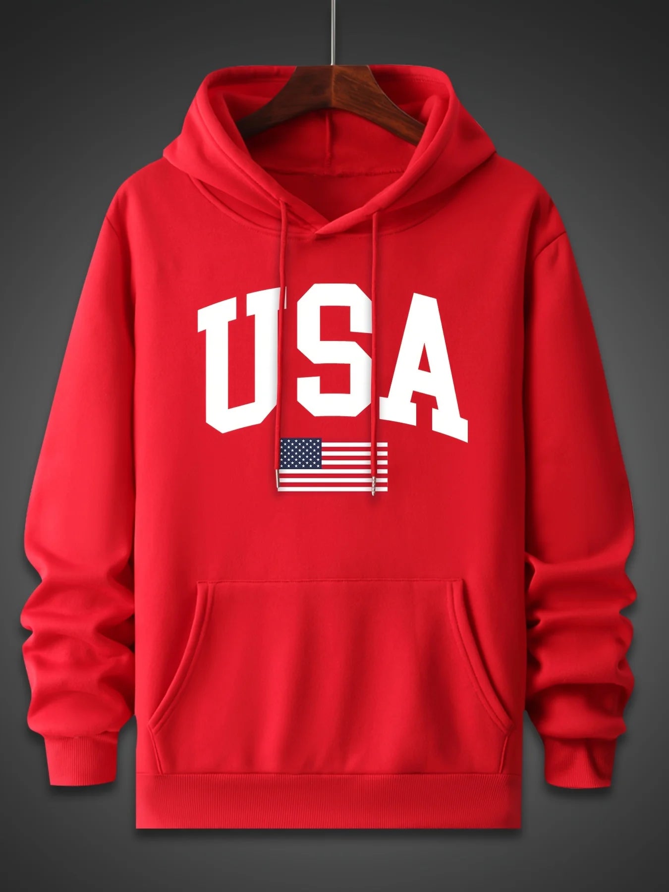 Casual Loose Oversized USA Flag Fleece Hoodies