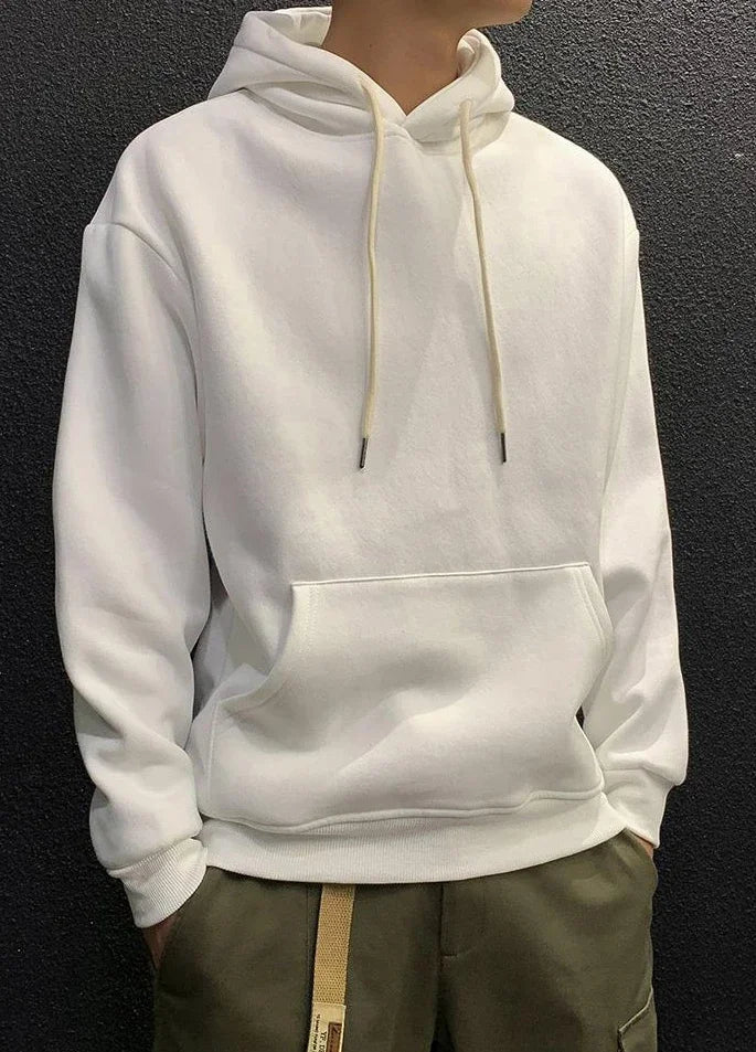 Fleeced Solid Simple Color Hoodies