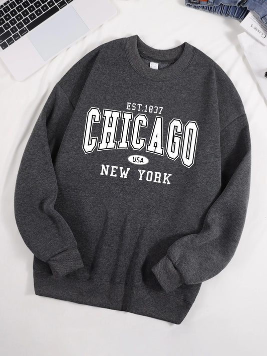 Chicago New York Sweatshirt Harajuku Fleece Pullover