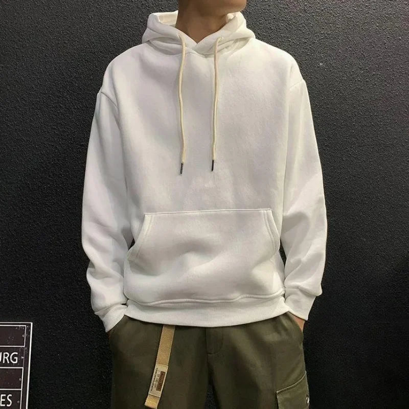 Fleeced Solid Simple Color Hoodies