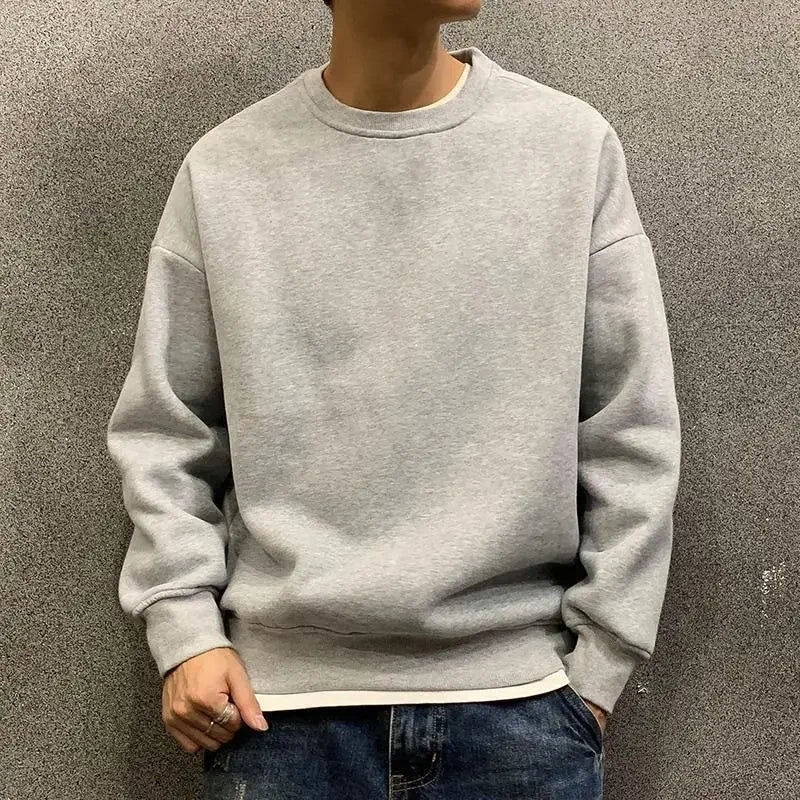 Fleeced Solid Simple Color Sweatshirts