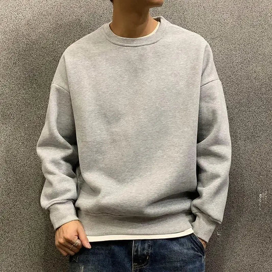 Fleeced Solid Simple Color Sweatshirts