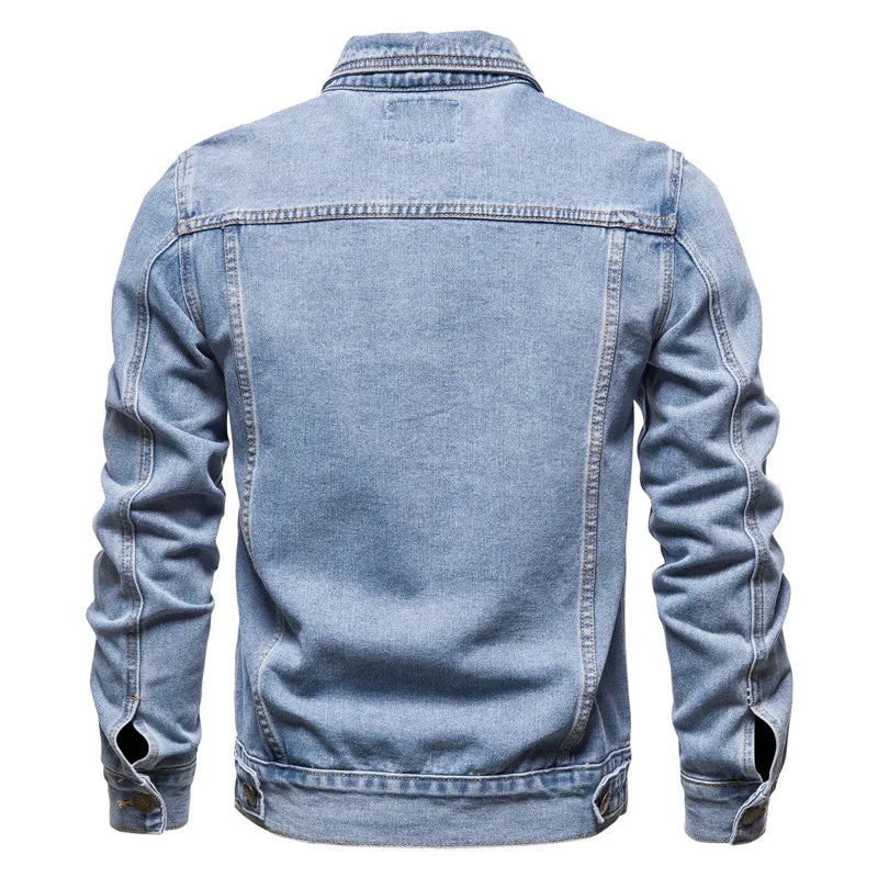 Denim Jackets Slim Fit Cotton Casual Black Blue Coats
