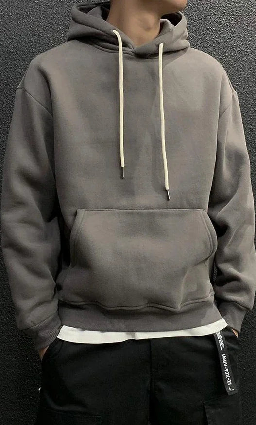 Fleeced Solid Simple Color Hoodies