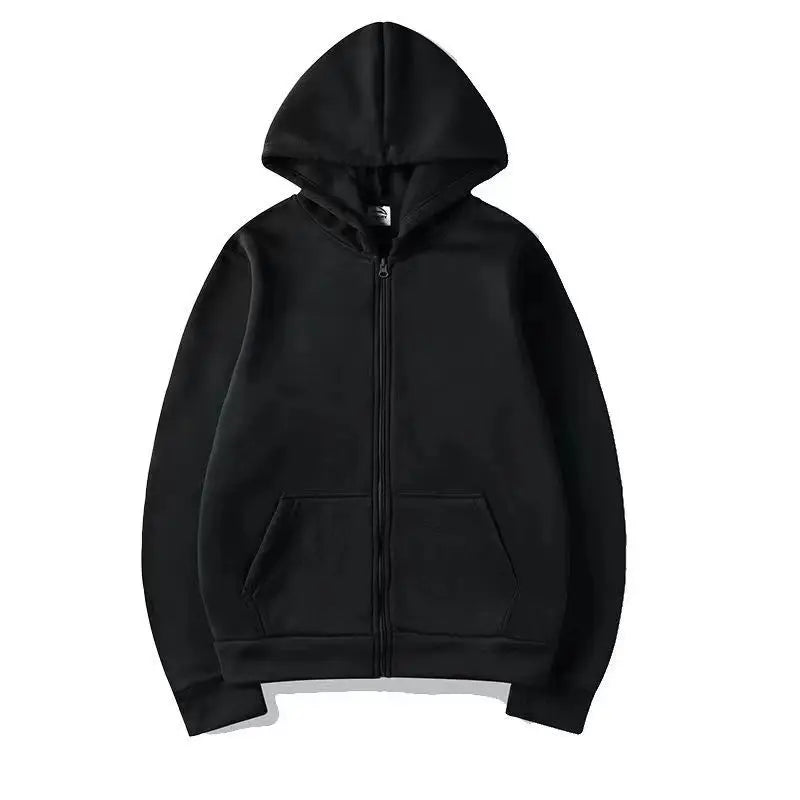Zip-Up Sweater Cardigan Hoodie Solid Color
