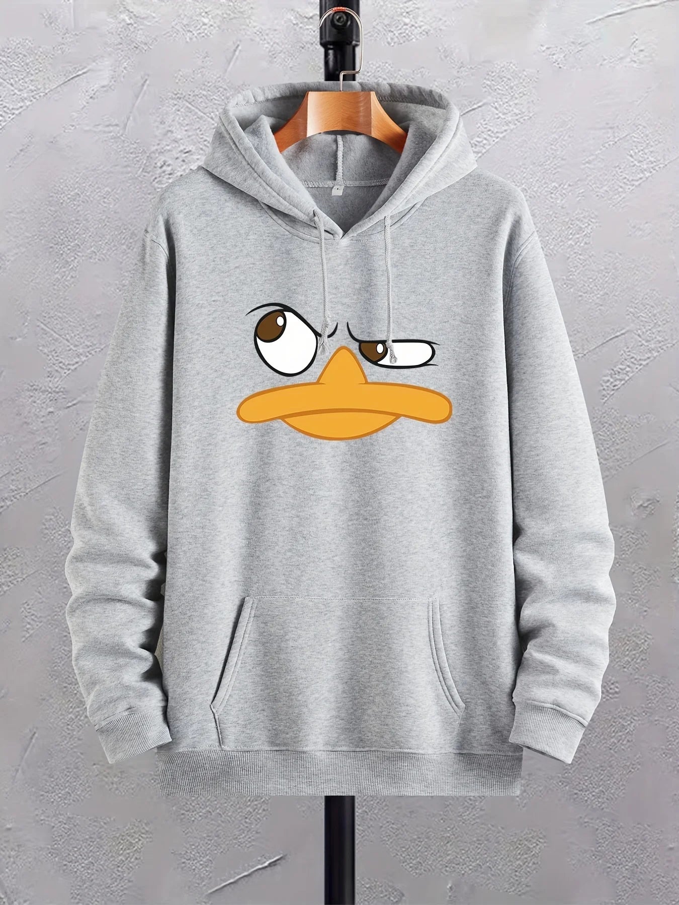 Cartoon Duck Print Hoodies For Men, Comfy Loose Trendy Pullover