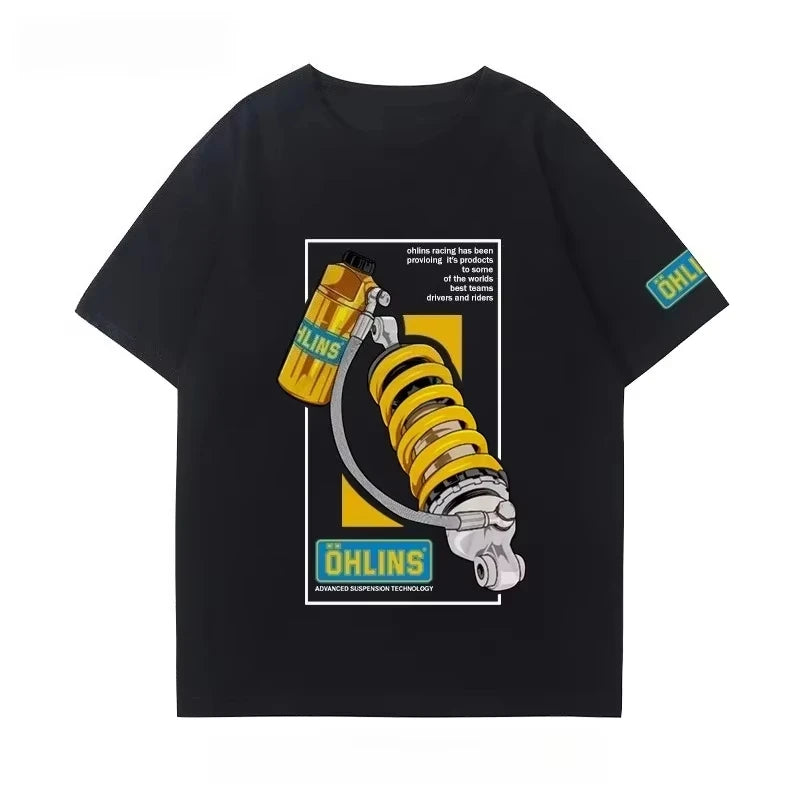 OHLINS Motorcycle Shock Absorber Modified Cotton T-shirt
