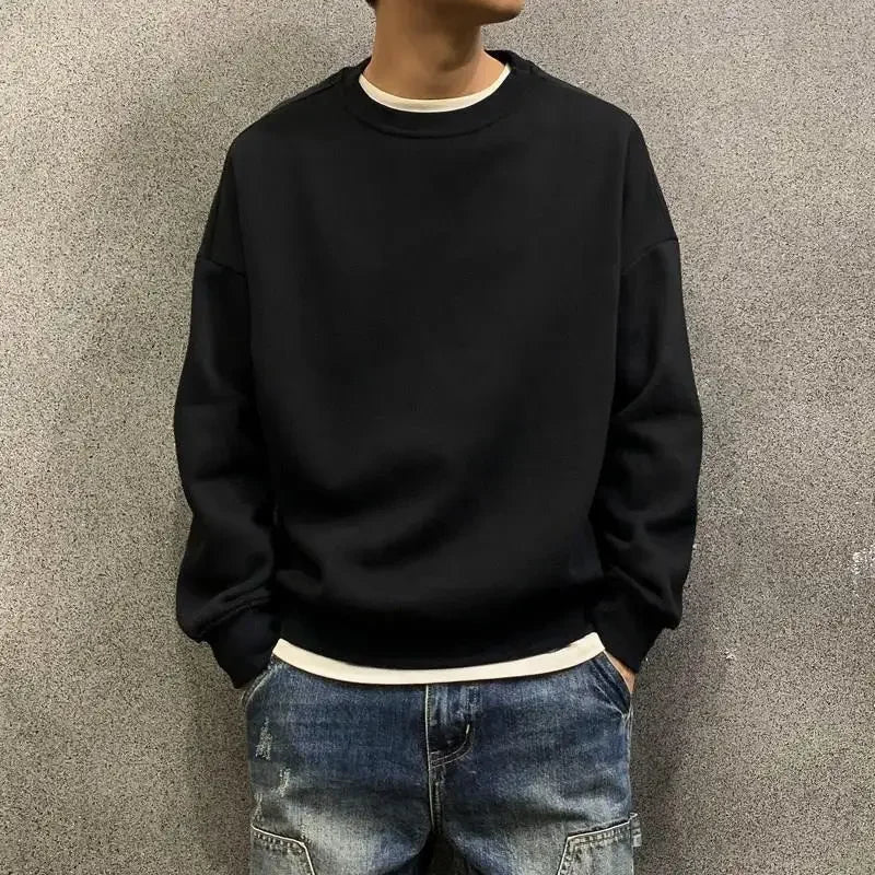 Fleeced Solid Simple Color Sweatshirts