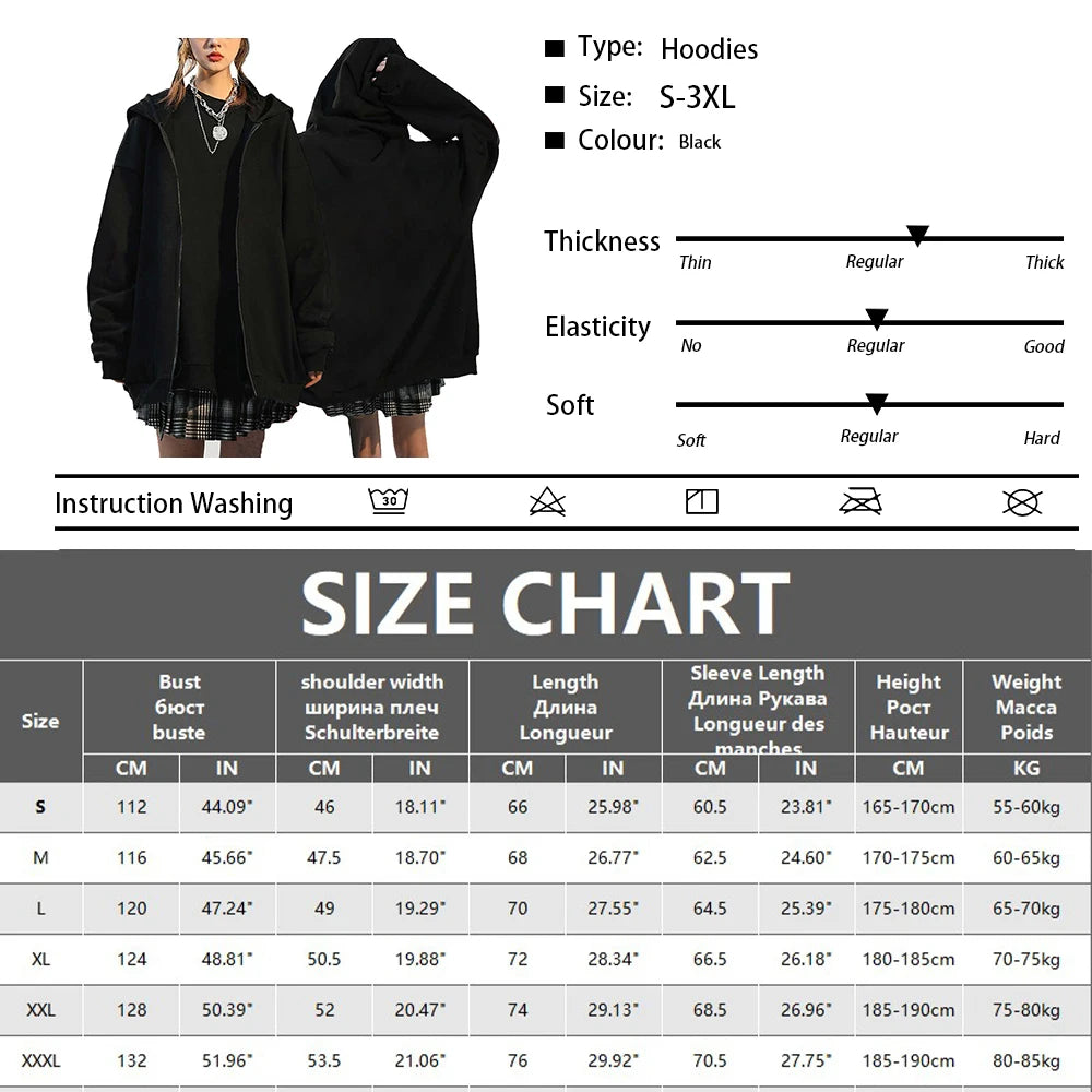 Initial D Zipper Hoodie Casual Vintage Loose