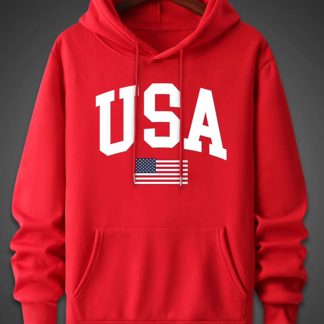 Casual Loose Oversized USA Flag Fleece Hoodies