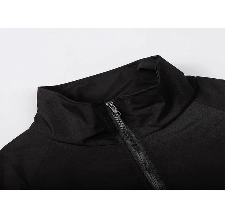 Reflective Striped Thin Jacket, Hip Hop Streetwear Coat Zipper