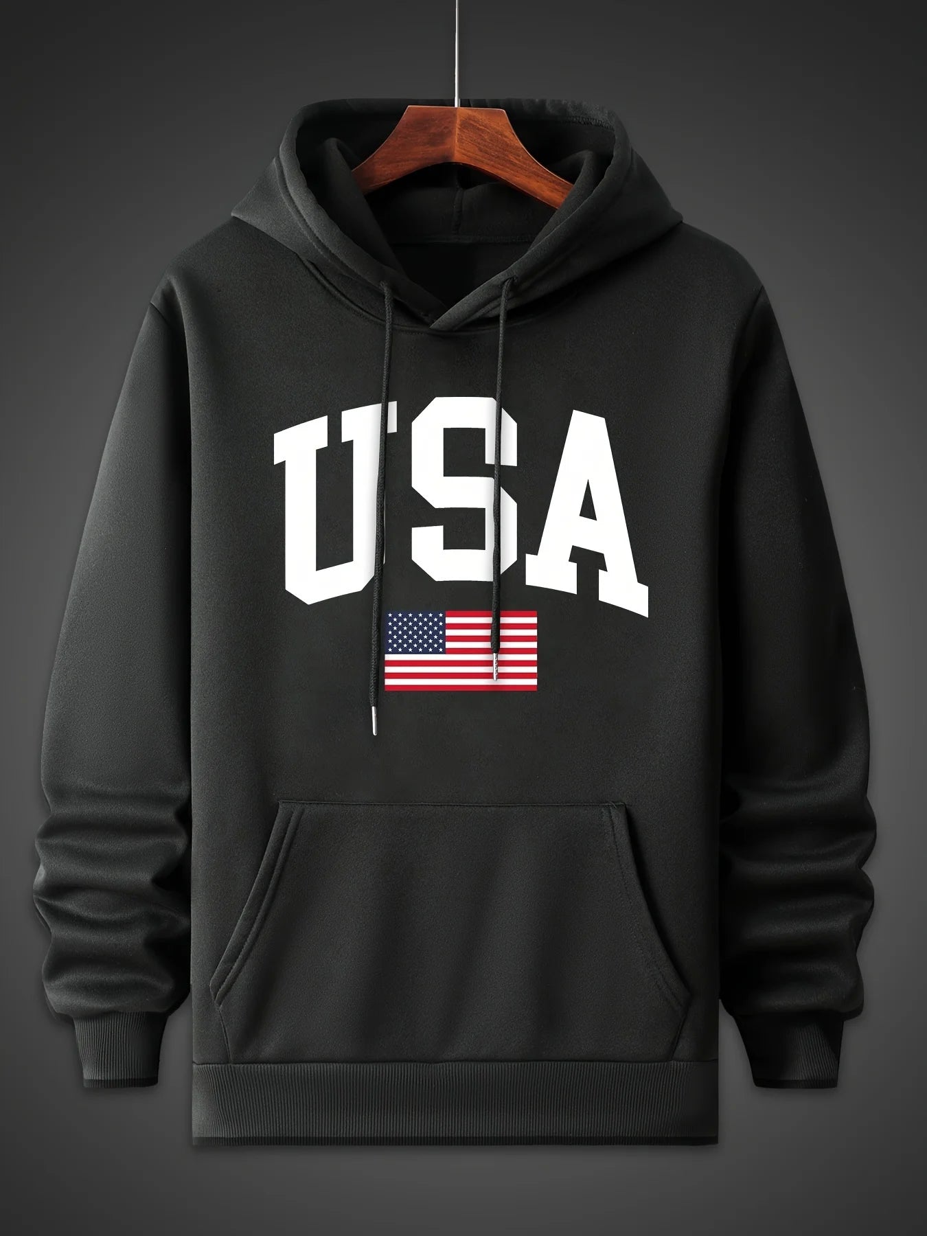 Casual Loose Oversized USA Flag Fleece Hoodies