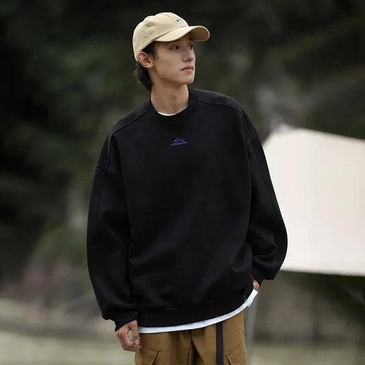 TFETTERS Suede Sweatshirt Solid Color Baggy Pullovers