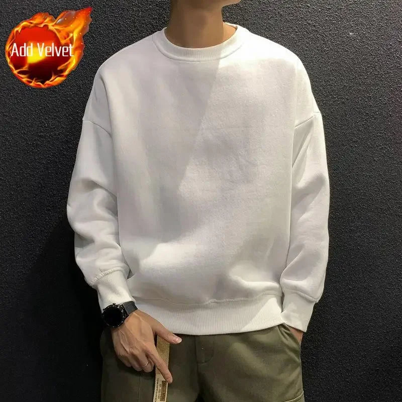 Fleeced Solid Simple Color Sweatshirts