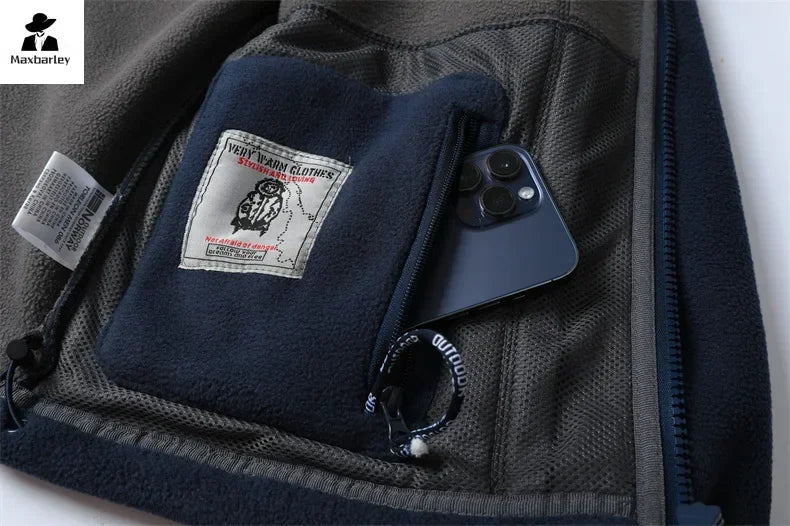Winter Wool Jacket High-end Embroidered Thickened Fleece Windproof Jacket Coat