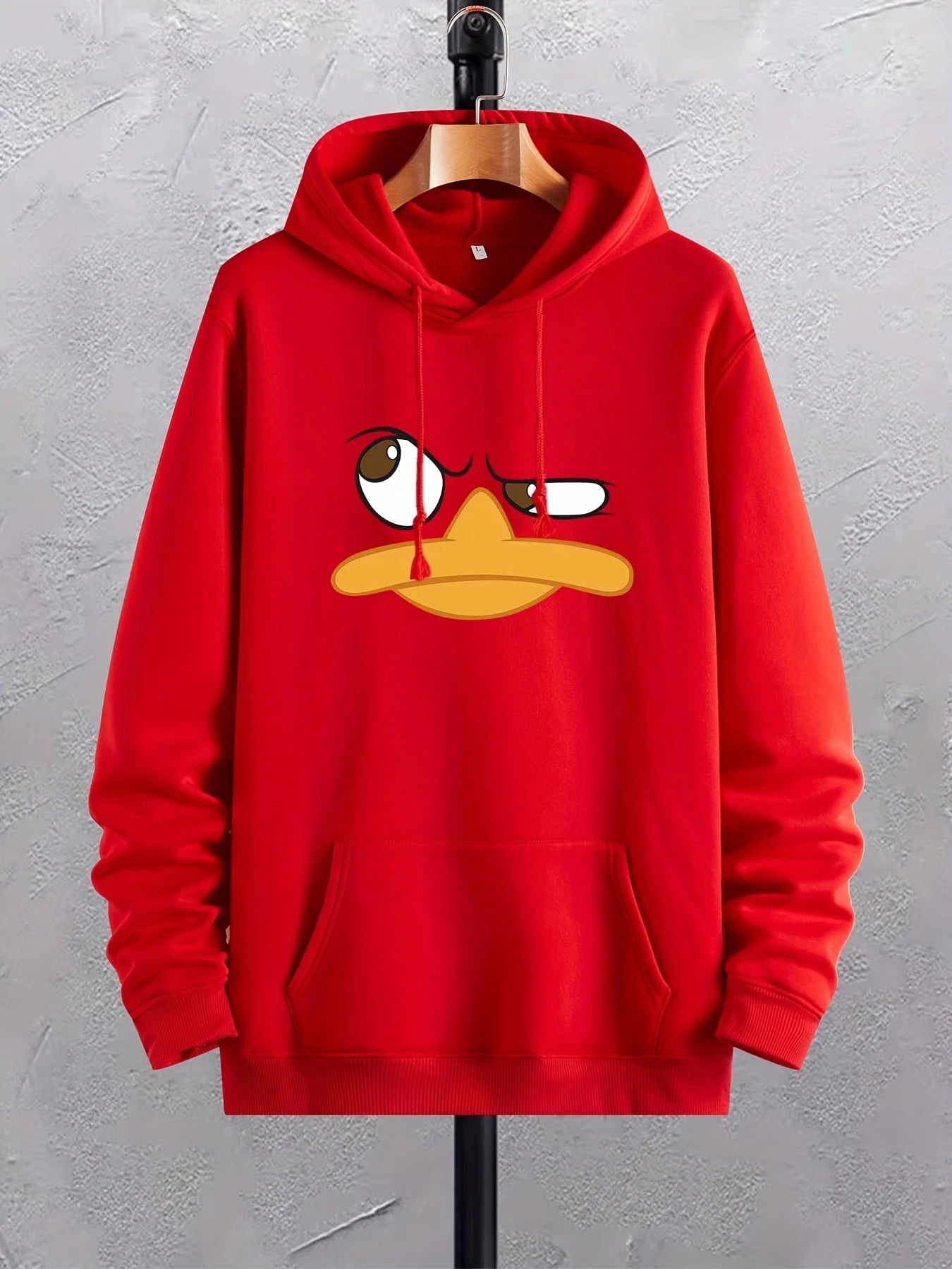 Cartoon Duck Print Hoodies For Men, Comfy Loose Trendy Pullover