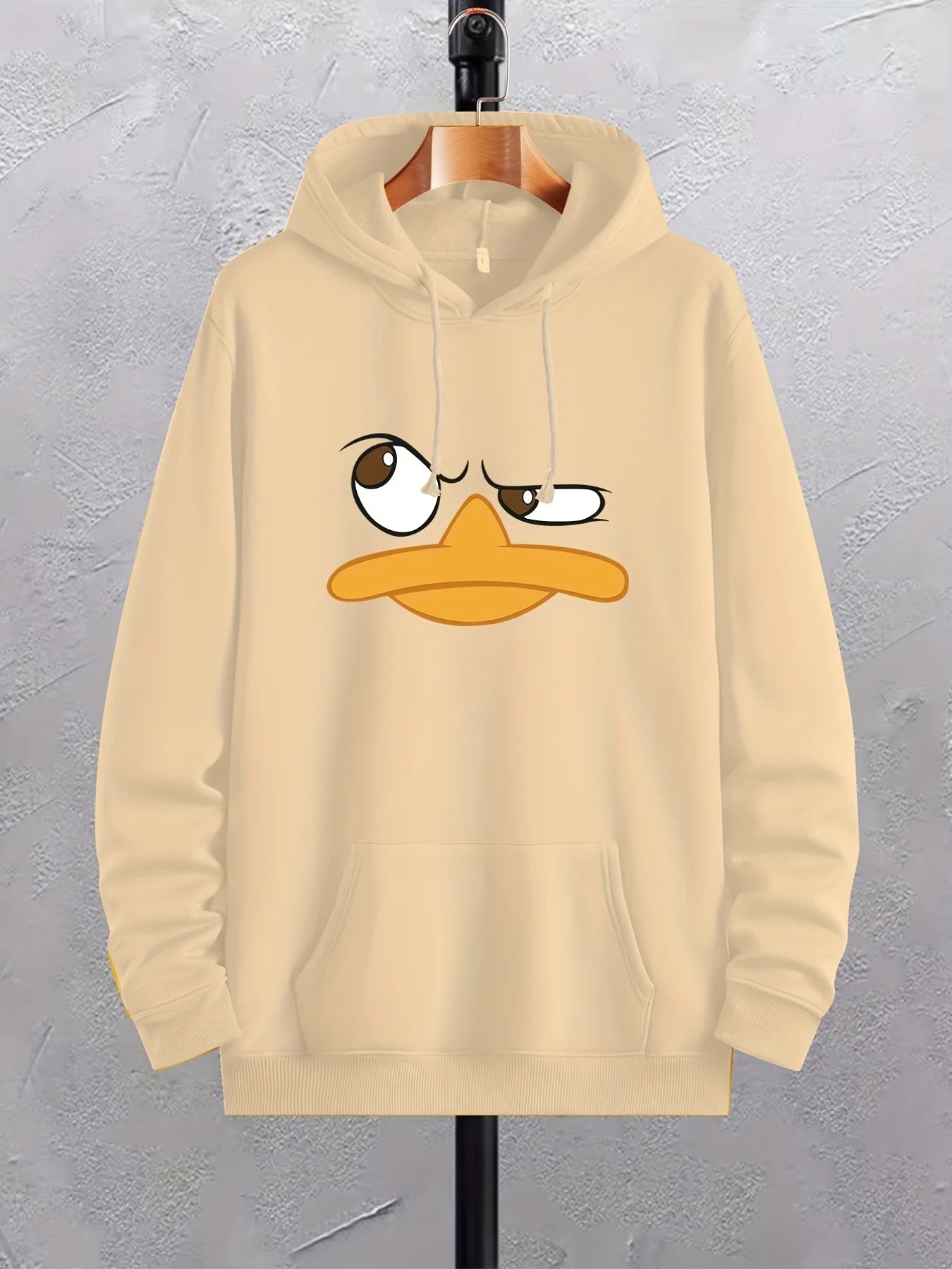 Cartoon Duck Print Hoodies For Men, Comfy Loose Trendy Pullover