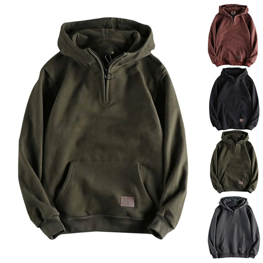 Half Zip Hoodie Vintage Heavyweight Pullover