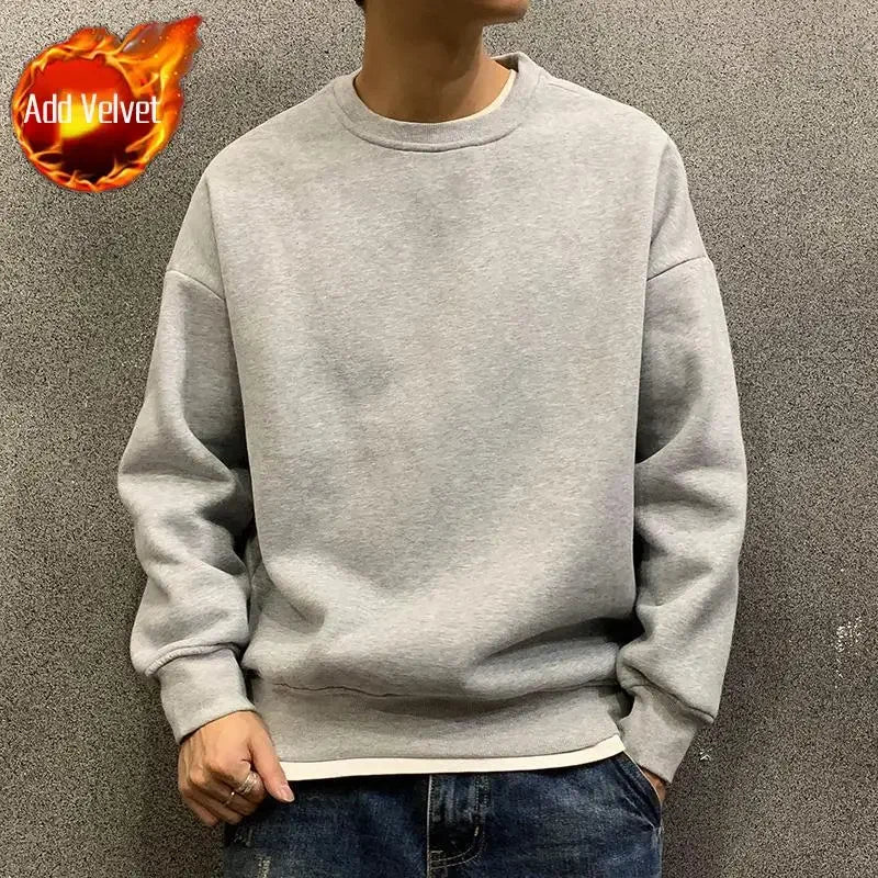 Fleeced Solid Simple Color Sweatshirts