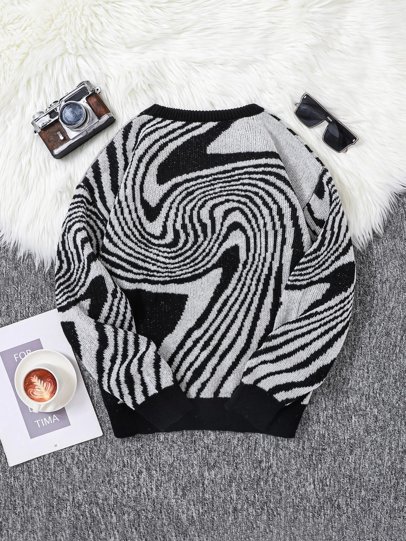 New Popular Maze Jacquard Pattern Knitted Pullover Sweater