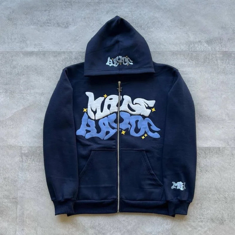 Zip Up Hooded Sweatshirt Oversized