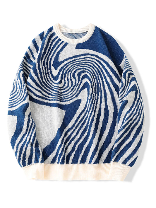 New Popular Maze Jacquard Pattern Knitted Pullover Sweater