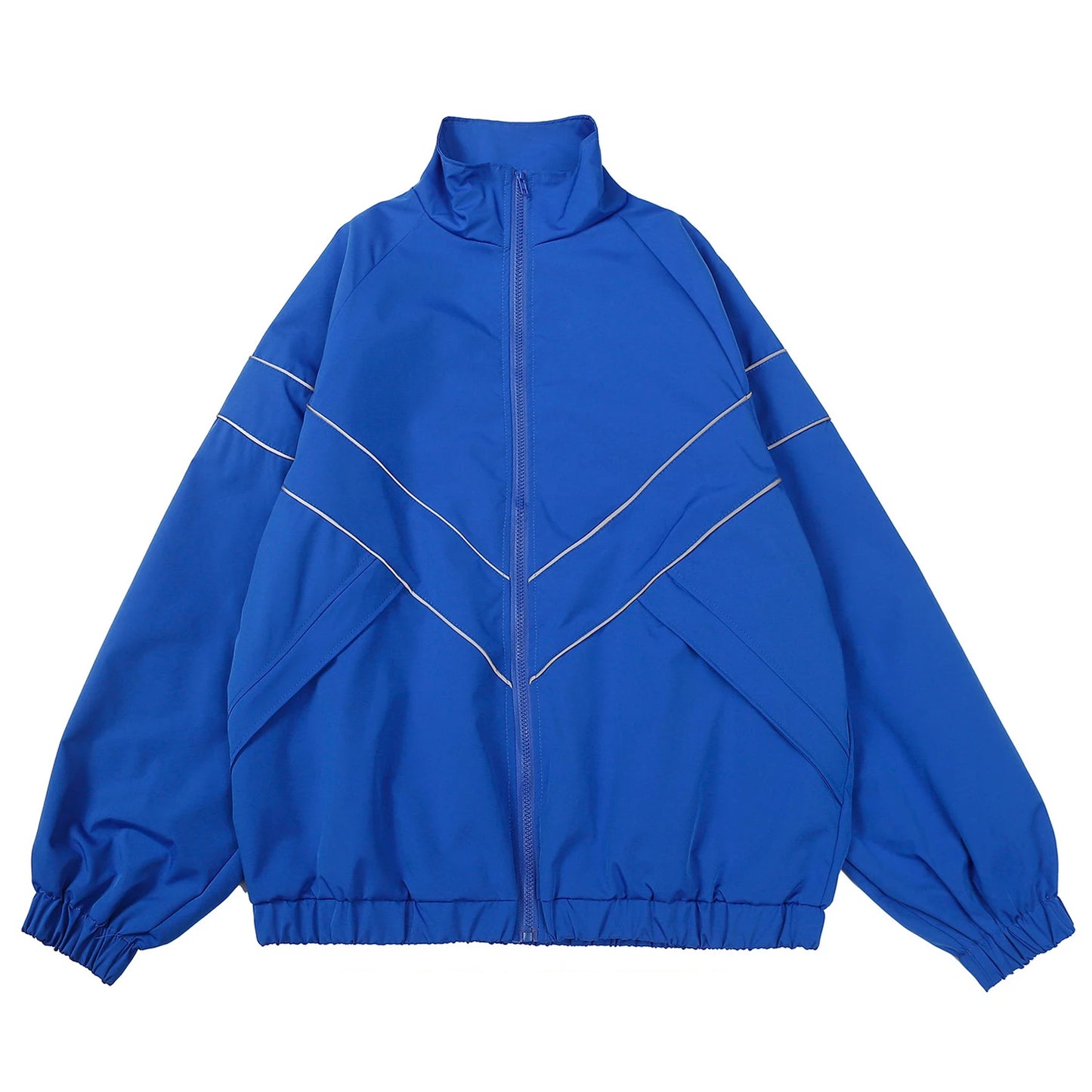 Reflective Striped Thin Jacket, Hip Hop Streetwear Coat Zipper
