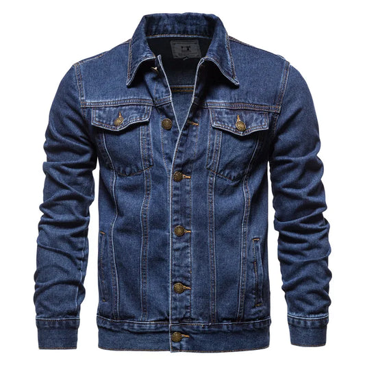 Denim Jackets Slim Fit Cotton Casual Black Blue Coats