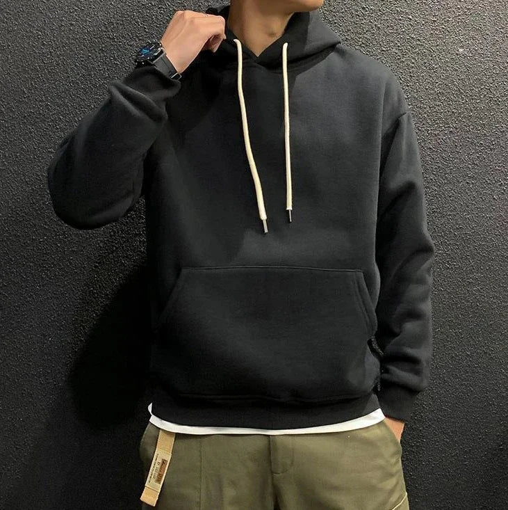 Fleeced Solid Simple Color Hoodies