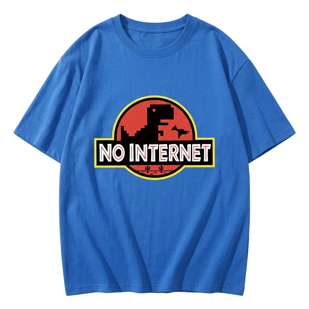 No Internet Little Dinosaur Oversize T-Shirts