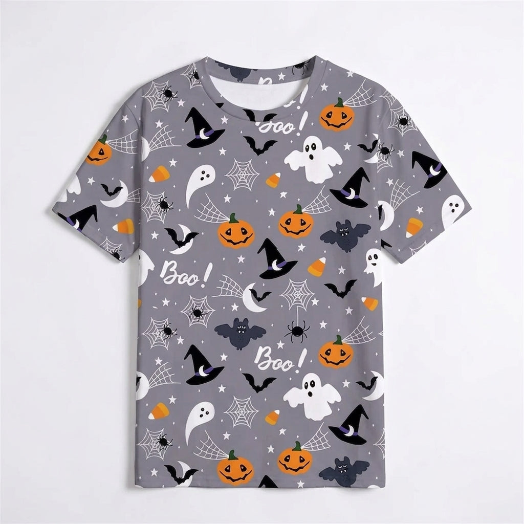 Halloween 3D Printed Bat Pumpkin Head Casual T-Shirt