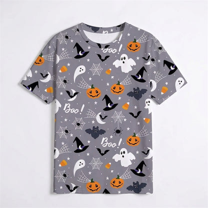 Halloween 3D Printed Bat Pumpkin Head Casual T-Shirt