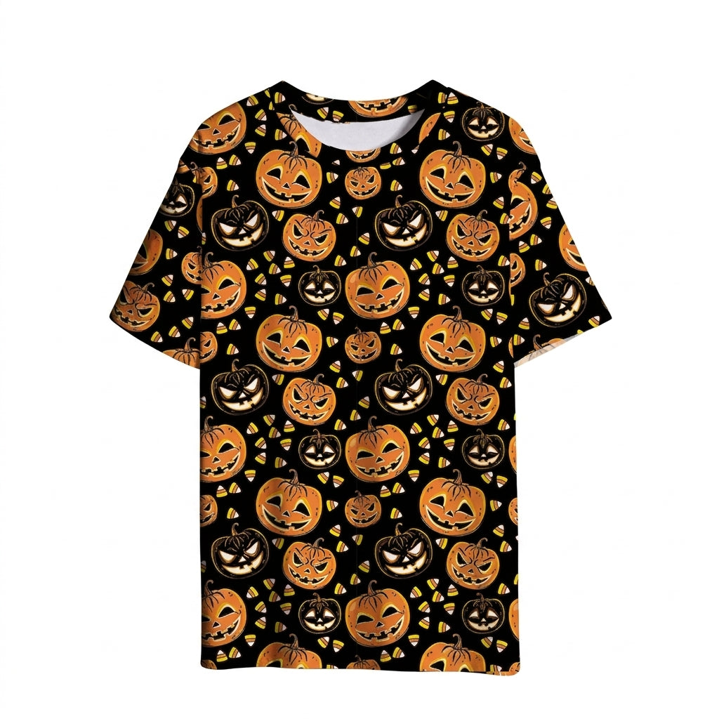 Halloween 3D Printed Bat Pumpkin Head Casual T-Shirt