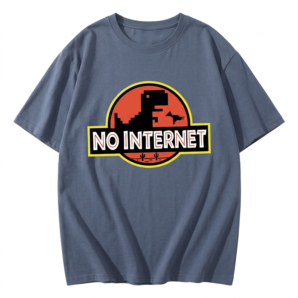 No Internet Little Dinosaur Oversize T-Shirts