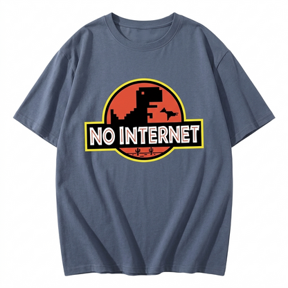 No Internet Little Dinosaur Oversize T-Shirts