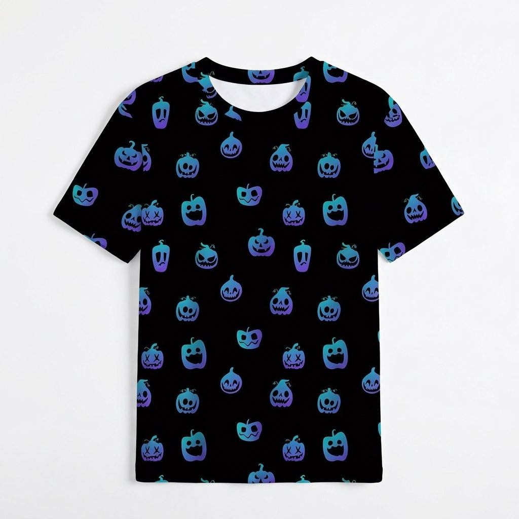 Halloween 3D Printed Bat Pumpkin Head Casual T-Shirt