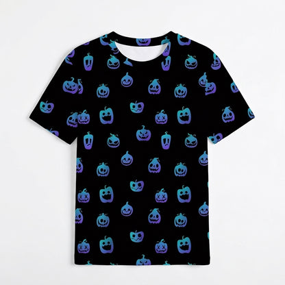 Halloween 3D Printed Bat Pumpkin Head Casual T-Shirt