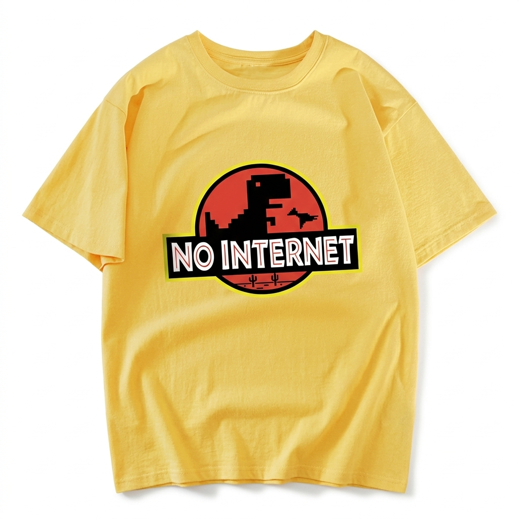 No Internet Little Dinosaur Oversize T-Shirts