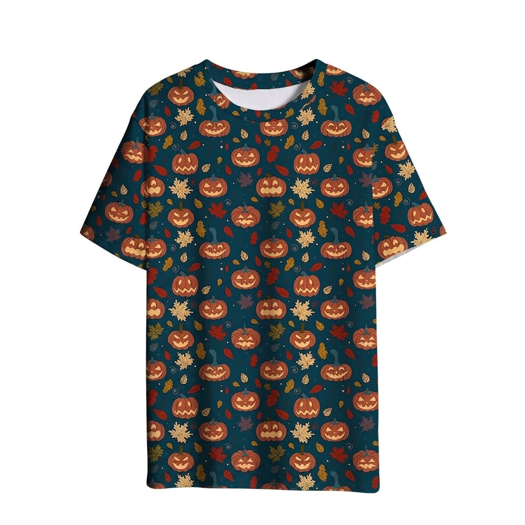 Halloween 3D Printed Bat Pumpkin Head Casual T-Shirt
