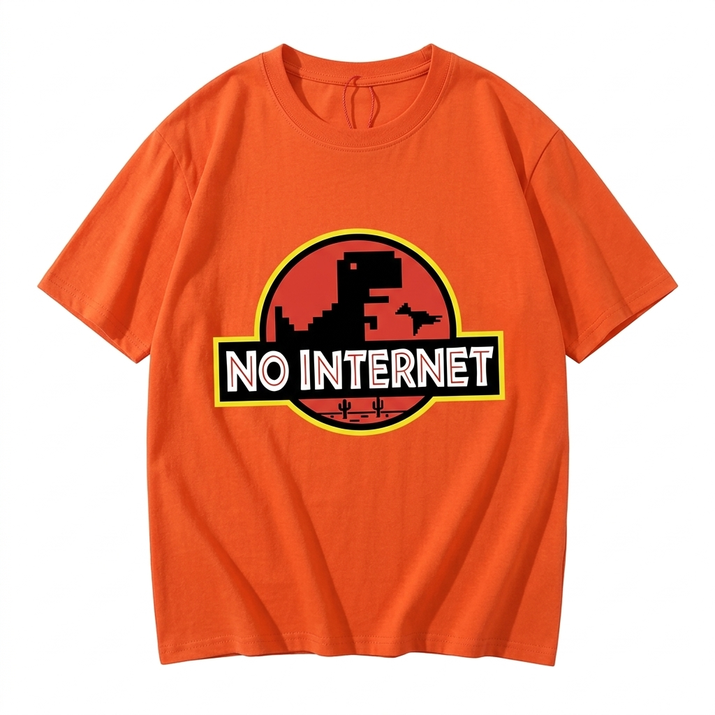 No Internet Little Dinosaur Oversize T-Shirts