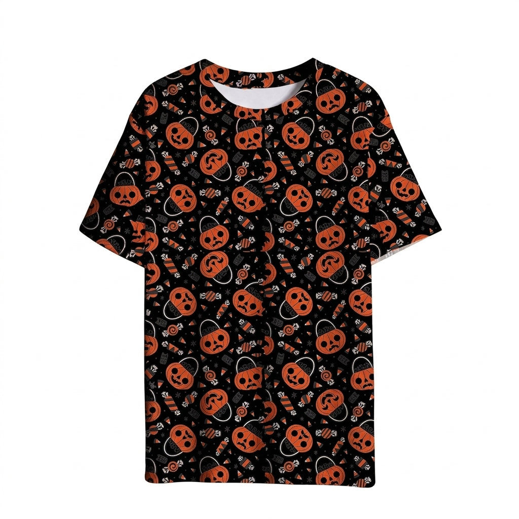 Halloween 3D Printed Bat Pumpkin Head Casual T-Shirt