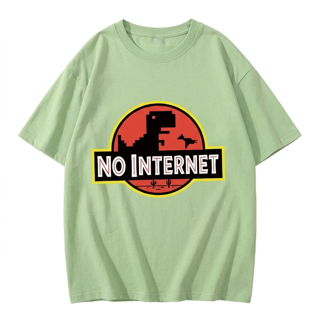 No Internet Little Dinosaur Oversize T-Shirts