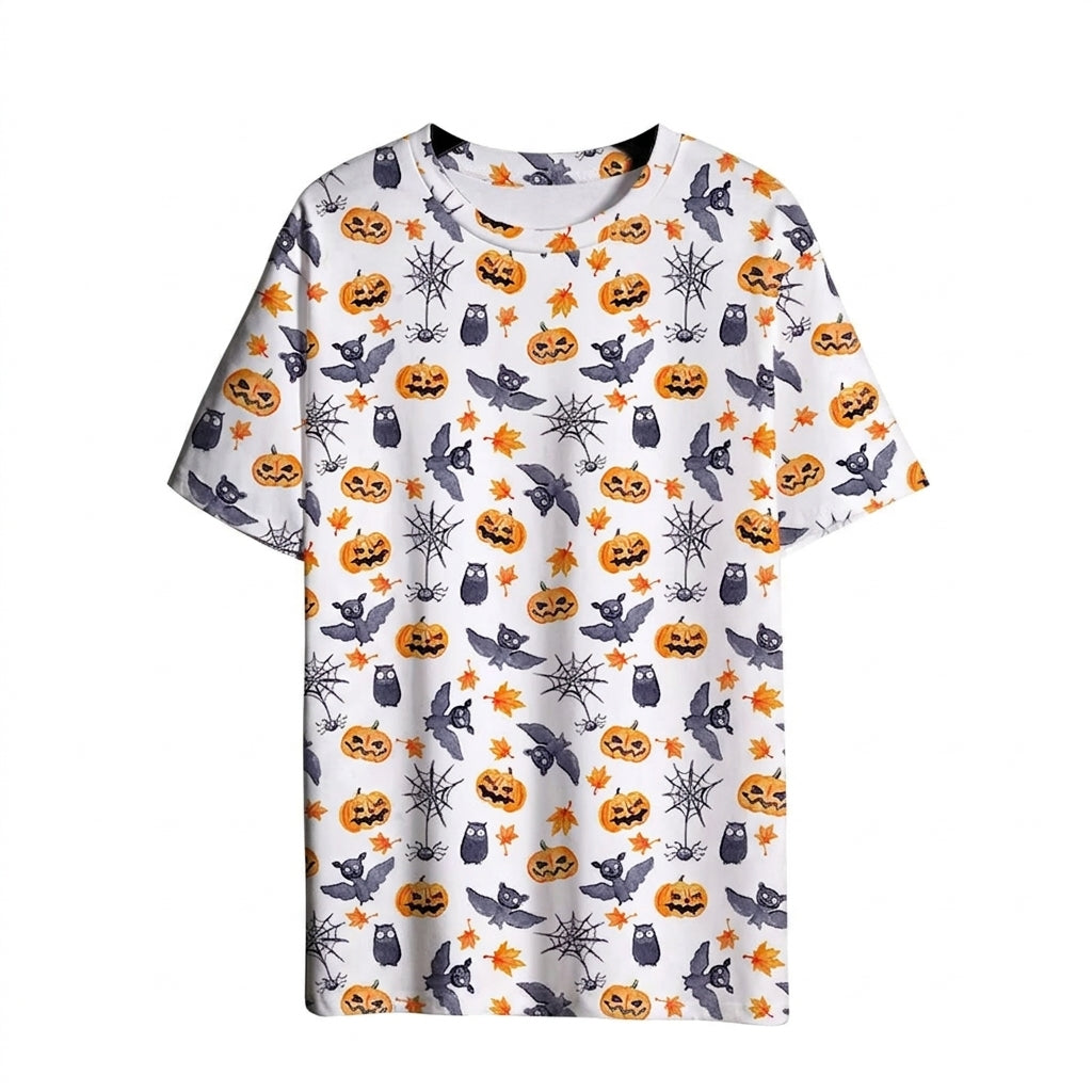 Halloween 3D Printed Bat Pumpkin Head Casual T-Shirt